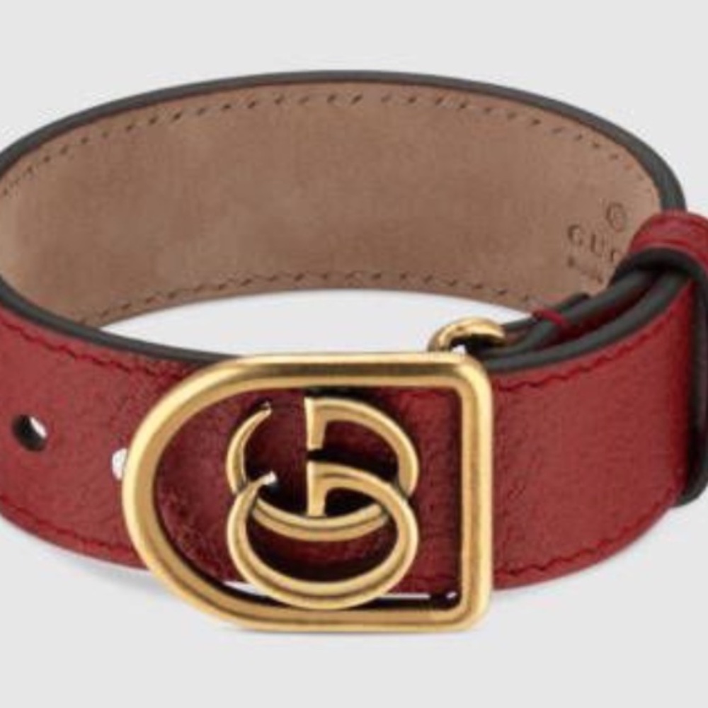 NWT~GUCCI~Marmont Double-G Leather Belt Bracelet - Picture 3 of 11